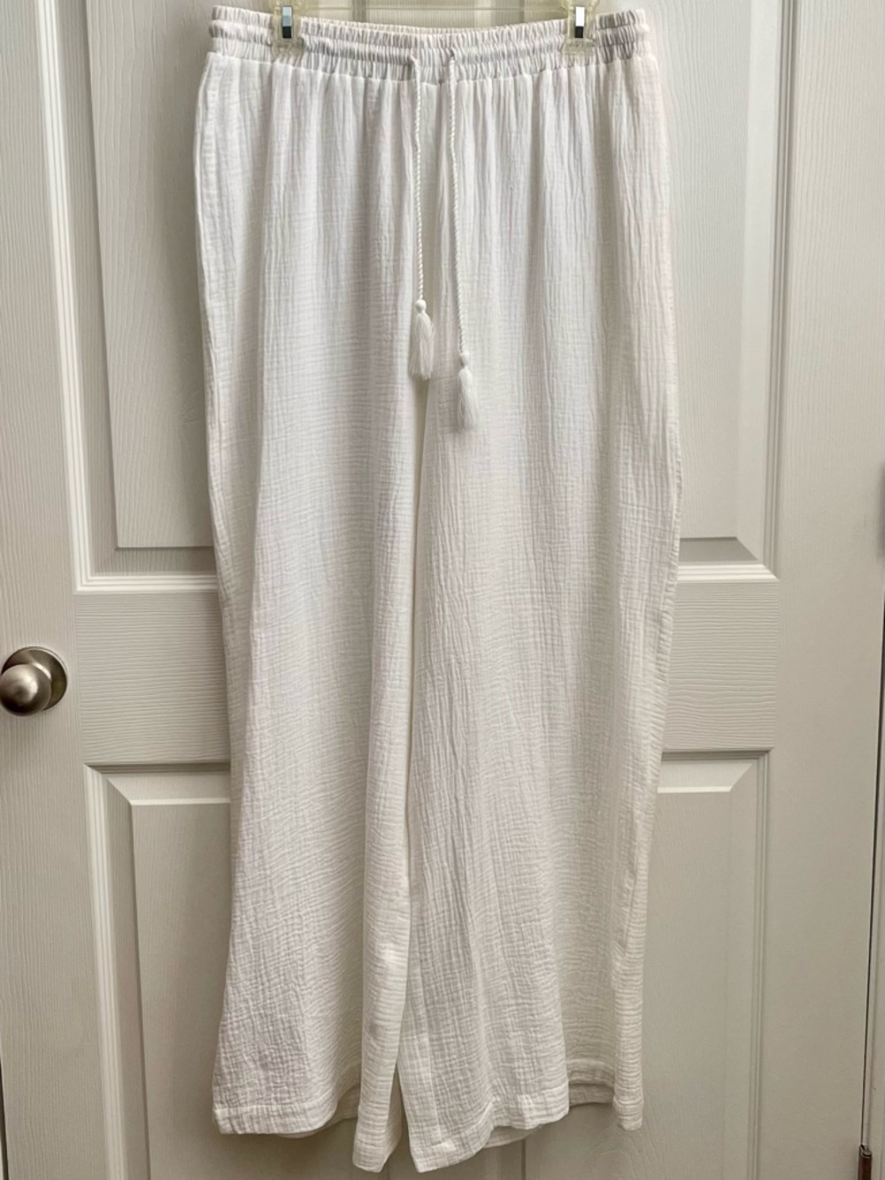 C & C CALIFORNIA White Wide Leg Drawstring Pants MISSES SIZE XL